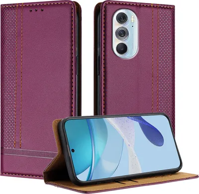 Produktbild von Handyhülle für Motorola Edge 30 Pro Leder Flip Klappbare Schutzhülle mit Standfunktion Lila