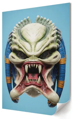 Produktbild von Alienmaske- Kunstdruck A3 (29x42 cm) - Ausdrucksstark, Popkultur- Wandbild für Wohnzimmer Schlafzimmer & Flur, Modernes Poster Wanddeko, Ungerahmt