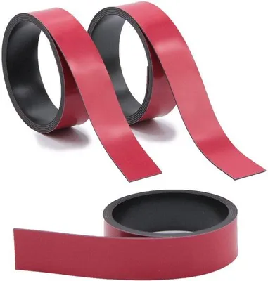 Produktbild von 3x Magnet-Streifen Rot - ca. 2 cm x 1 m Magnetband zum markieren einteilen auf Whiteboards Lager-Regale Kalender - einfach zurechtschneiden - Magnet-Etiketten - mag253