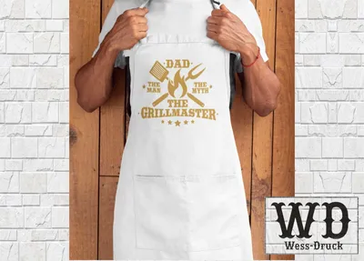 Produktbild von Wessdruck The Grillmaster Kochschürze Weiß Gold