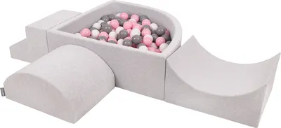 Produktbild von KiddyMoon Spielplatz Aus Schaumstoff Mit 200 Bälle 7cm Hindernisläufen Version 6 Viertel Eckig Bällebad Mit Bunten Bällen Für Babys Und Kinder