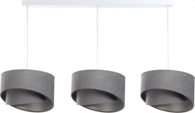 Produktbild von Hängelampe Stoff E27 H: max. 94 cm in Weiß Grau Silber 3-flammig länglich Modern Pendelleuchte