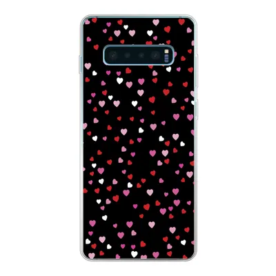 Produktbild von MuchoWow® Handyhülle Schutzhülle Hülle für Samsung Galaxy S10 Lite Eine Illustration mit Herzen auf einem schwarzen Hintergrund Silikon Softcase Handy Hülle - Schutz