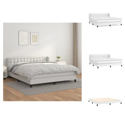 Produktbild von vidaXL Boxspringbett mit Matratze Weiß 160x200 cm Kunstleder - Betten & Bettgestelle