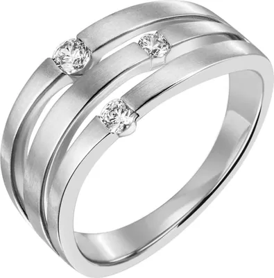 Produktbild von Gr. 58 Damen Ring 585 Gold Weißgold matt 3 Diamanten Brillanten Weißgoldring