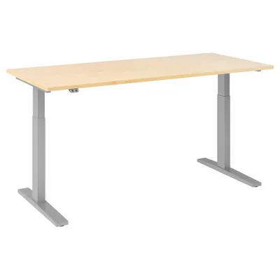 Immagine prodotto di Scrivania regolabile in altezza XMKA | 2 motori | 120-180 cm | elettrica | acero, colore telaio:argento, dimensioni piano d'appoggio:180 x 80 cm