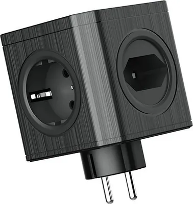 Produktbild von Steckdosenadapter mit 4x 230V Steckdosen und 3x USB-A Schwarz