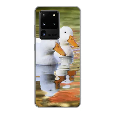 Produktbild von MuchoWow® Handyhülle Schutzhülle Hülle für Samsung Galaxy S20 Ultra Enten - Wasser - Spiegelung - Familie Silikon Softcase Handy Hülle - Karteninhaber