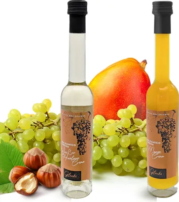 Produktbild von Glücks Momente Sweet Mix 2er Set je 100ml - Mango Crema, Weißer Haselnuss Crema - Balsamico Crema Frucht Essigzubereitung mit 3% Säure