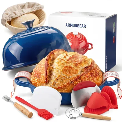Immagine prodotto di Elzusha - Impastatrice per pane in ghisa smaltata con set di lievito madre, capacità 5 quarti
