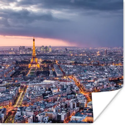 Produktbild von MuchoWow® Poster Dämmerung in Paris 75x75 cm - Wand Dekoration