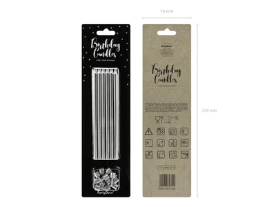 Zdjęcie produktu dla Eleganckie srebrne świeczki urodzinowe 12,5cm - idealne na każdą imprezę! Zestaw 12 szt. doda blasku Twojemu przyjęciu i uczyni je niezapomnianym!