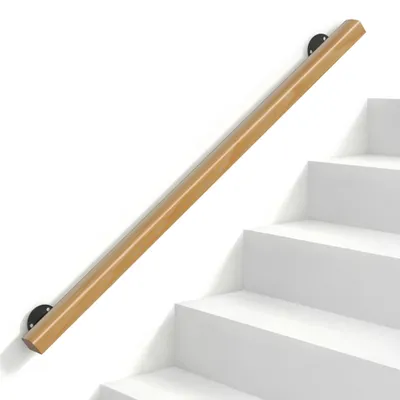 Obrázok produktu pre Drevené zábradlie z buku – nástenné zábradlie na schody – s protišmykovou povrchovou úpravou – vrátane montážnej sady – 120 cm