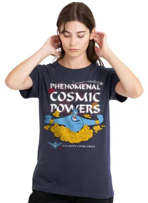 Zdjęcie produktu dla Koszulka damska Disney Aladdin, "Dżin posiada niesamowite kosmiczne moce", kolor granatowy, rozmiar XL (EU)