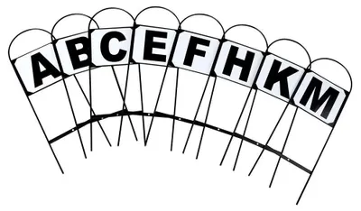Image de lettres de dressage Abcefhkm 69 cm acier noir 8 pièces
