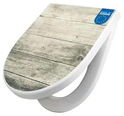 Produktbild von WC Sitz mit Absenkautomatik D Form Motiv Graue Planken [TDW3 11468]