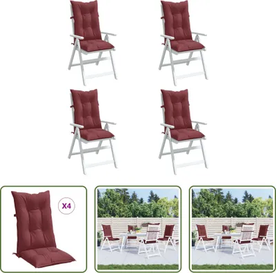 Image de Coussins pour fauteuil Hochlehner, lot de 4, mélange de couleurs bordeaux, dimensions 120x50x7 cm, tissu