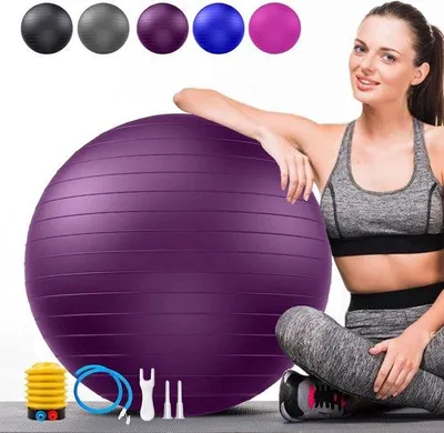 Produktbild von Gymnastikball 65 cm - Anti-Burst Fitness- und Yogaball mit Pumpe für Sitzball und Training