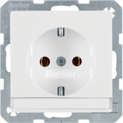 Produktbild von Berker Steckdose SCHUKO mit Beschriftungsfeld Q.1/Q.3 polarweiß, samt, Typ F, Weiß, Duroplast, IP20, 250 V, 16 A