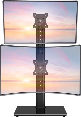 Obrázok produktu pre Vertikálny stojan na dva monitory pre 32-palcové obrazovky, 10 kg na monitor, nastaviteľná výška a VESA 75/100 mm