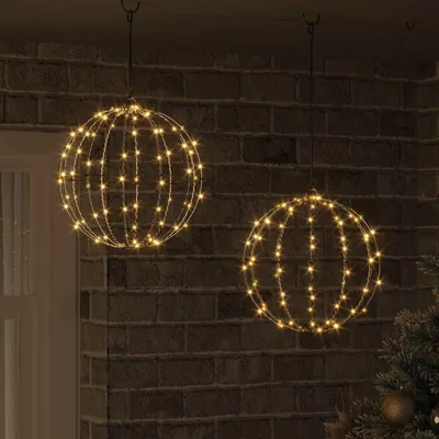 Obrázok produktu pre vidaXL Guľa so 192 LED diódami 2 ks Teplá biela 30 x 30 x 32 cm Kov