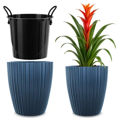 Immagine prodotto di Vaso da fiori KADAX, 40 cm con inserto Portafiori in plastica blu