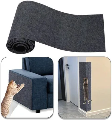 Produktbild von Kratzschutzmatte für Katzen, 200 x 40 cm, selbstklebend, dunkelgrau, für Schutz vor Kratzern auf Möbeln und Teppichen