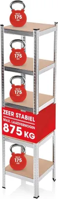 Produktbild von Famanu Schwerlastregal mit 5 verstellbaren Böden - 875 kg Tragkraft für Garage, Keller und Werkstatt