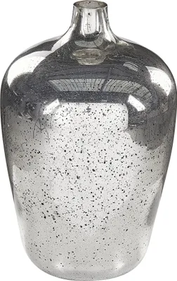 Produktbild von BELIANI Blumenvase Silber 40 cm aus Glas mit glänzender Oberfläche Handgefertigt Wohnartikel Wohnung Zubehör Dekogefäß Rund Modern Glamourös Modern