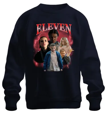 Produktbild von ELEVEN Elfie Stranger Serienfan Geschenk 80er Retro Hawkins Sweatshirt Pullover, Navy, S