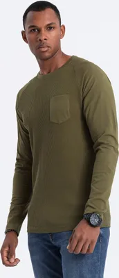Zdjęcie produktu dla Ombre Clothing Koszulka męska z długim rękawem Kreshnikan oliwkowa L