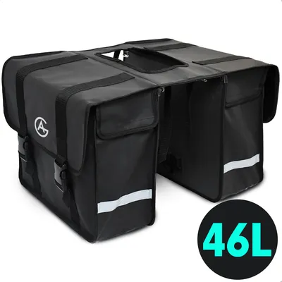 Produktbild von AG Packtasche 46 Liter – Doppelpacktasche – Extra Platz – Wasserabweisend – Reflektoren Packtaschen – Elektrofahrräder – Schwarz – doppelt