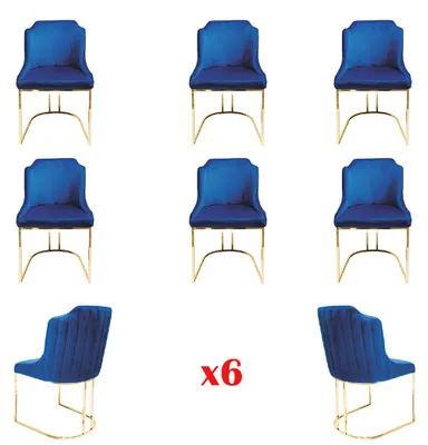 Produktbild von Garnitur Set 6x Esszimmer Stuhl Sitz Gruppe Stühle Textil Polster Lehn Stühle