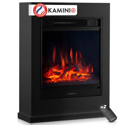 Image de Cheminée électrique KAMINIO KALLE - Cheminée électrique sur pied avec chauffage, effet flammes 3D, télécommande - Noir