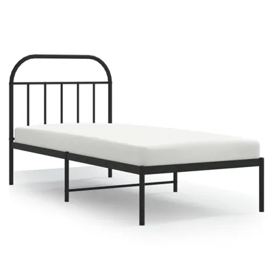 Produktbild von vidaXL Bettgestell mit Kopfteil Metall Schwarz 80x200 cm