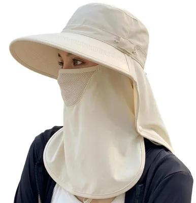 Imagen del producto de Sombrero de sol para mujer, con ala ancha, protección UV, color beige, ideal para el verano