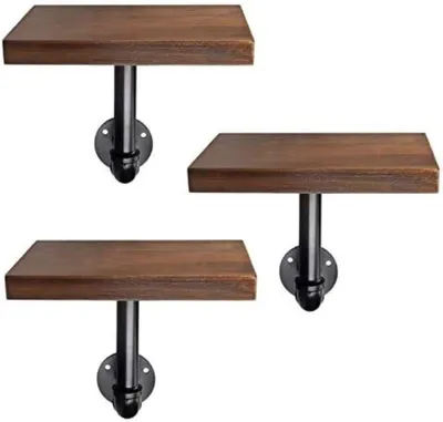 Produktbild von PolkaHome® Wandplank Set - 3 Industrielle Holzregale mit Metallrohr - Dekorative Wandbretter für Wohnzimmer, Schlafzimmer oder Badezimmer