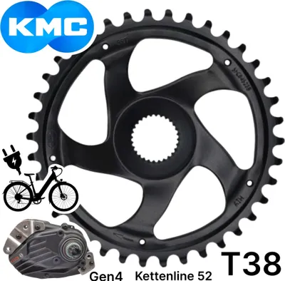 Produktbild von KMC Kettenblatt Ebike für Bosch Gen.3 / Gen.4 Antriebsritzel 38 Zähne Kettenline 52