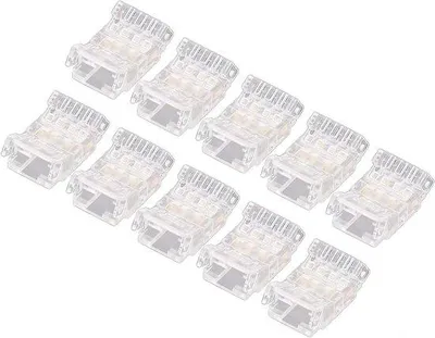 Productafbeelding van Transparante, draadloze LED-aansluitcomponenten met LED-stripverbindingen en contactloze LED-adapters.