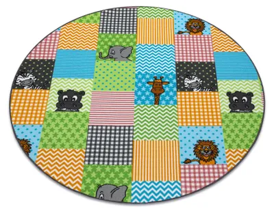 Produktbild von Teppich für Kinder ZOO Kreis Tiere  Mehrfarben rund 100 cm