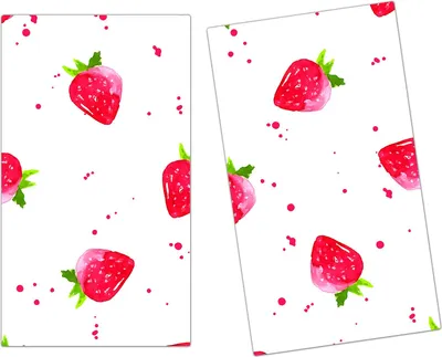 Produktbild von Spritzschutz Herdabdeckplatte Schneidebrett aus Glas Aquarell aus Erdbeeren 2-Teilig (60x52cm)