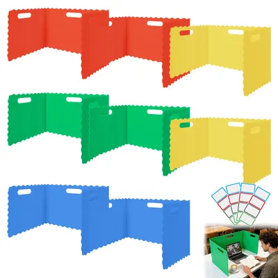 Produktbild von 8 Stück Trennwand für Schreibtisch, Tragbarer Faltbare Sichtschutz Schreibtisch, U-förmige, für Lernbüro, Schule, Büro, Bibliothek