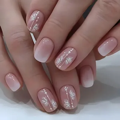 Produktbild von GKA Künstliche Fingernägel 24p G24 rosa weiß Blüten zum Aufkleben press on Nails Klebepads mit Kleber und Nagelfeile Nägel Kunstnägel Express