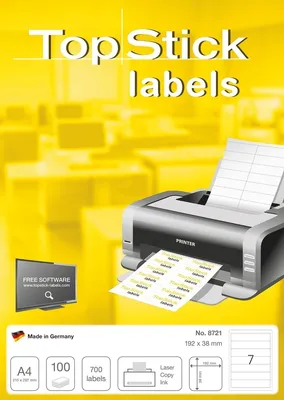 Produktbild von Ordner-Etiketten Papier weiß selbstklebend 192x38mm 100 Blatt=700 Etiketten Packung mit 10 Stück
