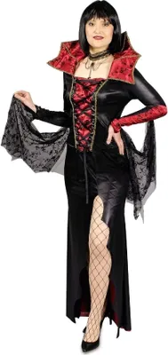 Produktbild von K31250591-36-38 schwarz-rot Damen Vampierkleid Hexenkleid Gr.36-38