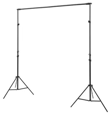 Zdjęcie produktu dla Stojak do tła fotograficznego - Regulowany uchwyt do tła - 3 x 3 metry - Długość 160–300 cm - Wysokość 75–300 cm - Rama stalowa - Torba transportowa - Klipsy