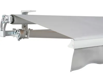 Produktbild von SOLUNA Gelenkarmmarkise Concept 4x2 Stoff Dessin 7552 Gestell Silber E6EV1 eloxiert Antrieb links inkl. Motor und Wandsc