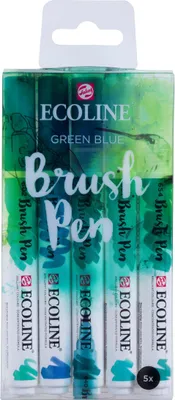 Produktbild von Talens Aquarellstifte »ECOLINE Brushpen Set 5«, Grün-Blau-Töne (Green Blue)