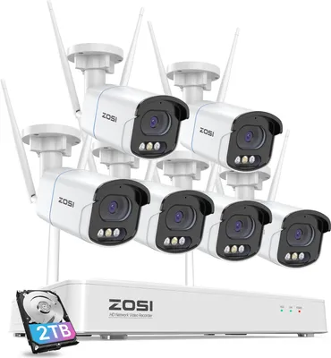 Produktbild von ZOSI 4MP WLAN Überwachungskamera Set für Außen – 6X WiFi Kameras, 8CH NVR