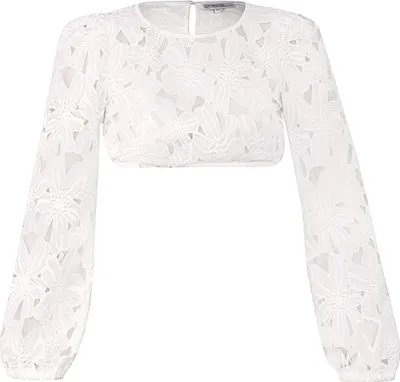 Produktbild von MarJo Damen Dirndlbluse CHAMERAU Offwhite langärmelig mit floralem Muster